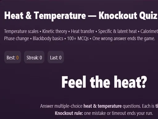 Physics: Heat Temperatuie Quiz